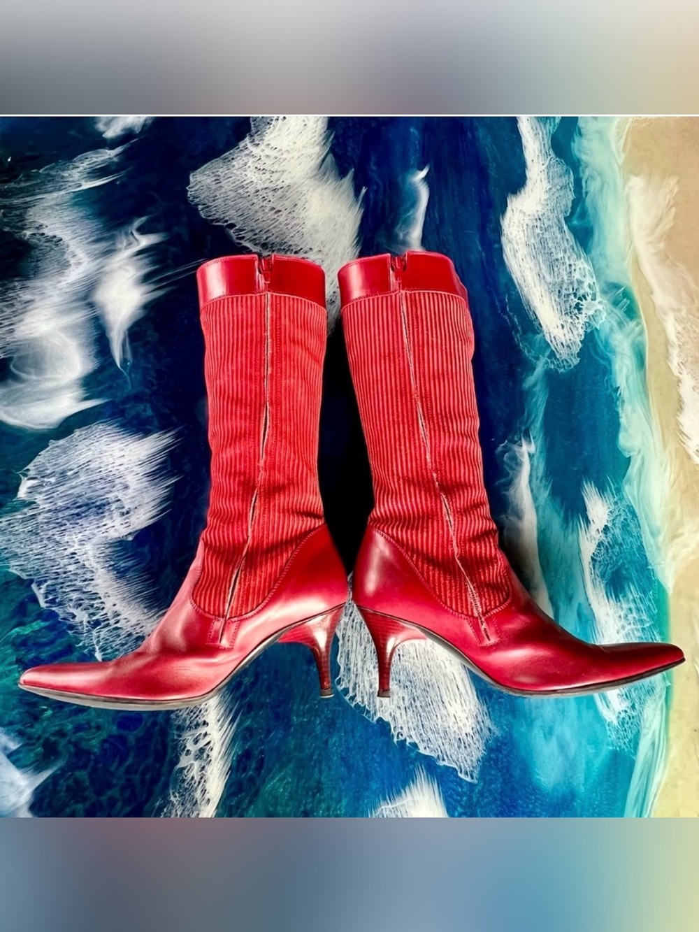 Exquisite Fornarino RARE Italian
Red Suede soft Leather Boot Sz US 8.5 EU 39 NEW